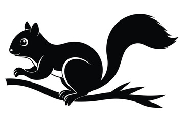 squirrel on branch vector icon