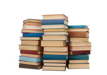 Isolated Stack of Books Pile Of Knowledge Textbooks on Transparent