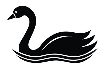 swan swimming vector icon