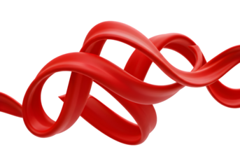 Isolated 3D Rendering Red Ribbon Abstract with Smooth Flowing Motion