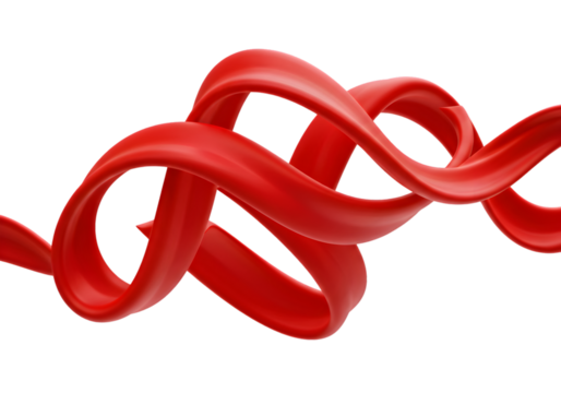Isolated 3D Rendering Red Ribbon Abstract with Smooth Flowing Motion