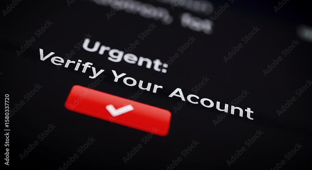 Wall mural urgent account verification notice displayed on smartphone screen with red checkmark button