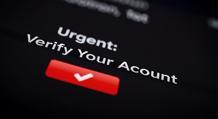 Urgent account verification notice displayed on smartphone screen with red checkmark button