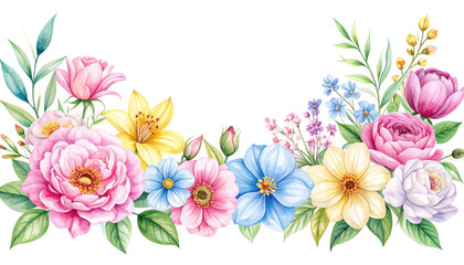 Naklejka premium Colorful spring flowers blooming isolated on white background
