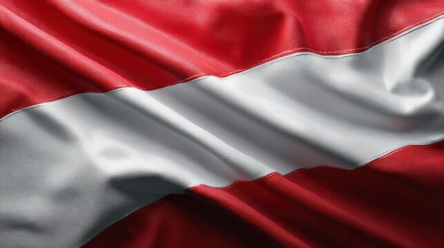 Textured flag illustration with striking red and white colors forming a bold horizontal design.