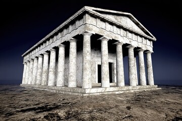 Obraz premium Ancient temple ruins, light gray stone, dark background