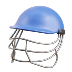 blue and silver Cricket Helmet 3d icon illustration