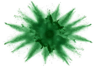 Isolated Abstract Green Splash Explosion Background with Colorful Powder Burst