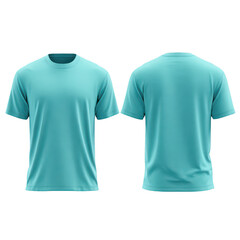 Light teal/turquoise blank t-shirt front and back view