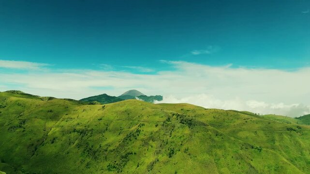 Bukit Premium, East Java, Indonesia Aerial Footage with Semeru Mountain in the Distance