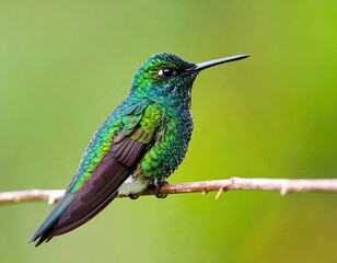 Naklejka premium Vibrant hummingbird perched on branch