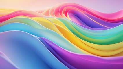 Abstract flowing waves of pastel colors creating a smooth undulating landscape