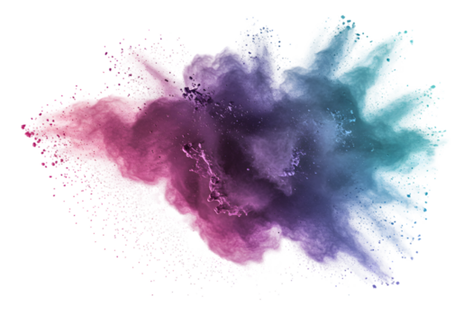Isolated Abstract Powder Explosion Splash Smoke with Transparent Background