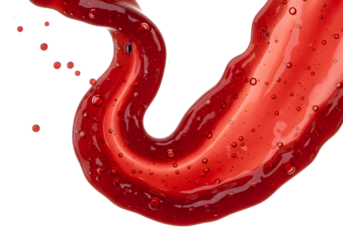 Isolated Abstract Red Liquid Swirl on Transparent Background Texture