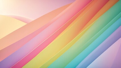 Fototapeta premium Abstract rainbow gradient background with soft pastel diagonal stripes and gentle curves