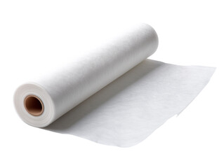 Fototapeta premium A roll of pristine white non-woven fabric, unfurling to reveal its soft, smooth texture. 
