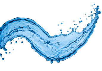 Isolated Abstract Water Splash in Blue Wave Motion with Transparent BG
