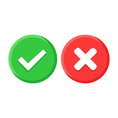 Green Check Mark and Red Cross Mark on transparent background