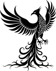 Obraz premium Rise Eternal: Tribal Phoenix Flame tattoo tribal Vector bndle 