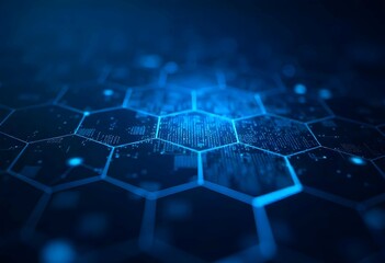 Blue Hexagon Technology Network Digital Data Abstract Background Futuristic Concept