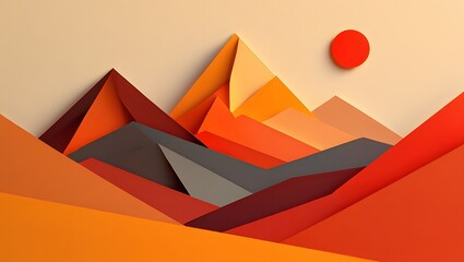 Download abstract paper cut mountain landscape wallpaper background illustration hd