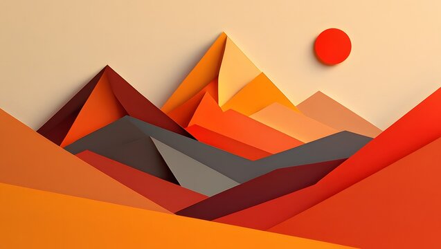 Download abstract paper cut mountain landscape wallpaper background illustration hd
