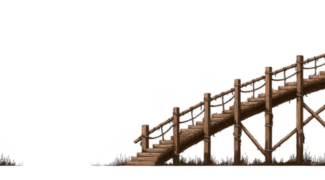 Wooden bridge-stairs over land - Powered by Adobe