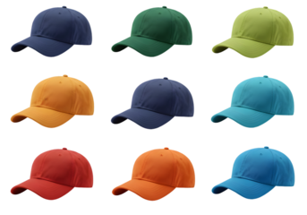 Isolated Apparel Arrangement Nine Baseball Caps Headwear Accessories