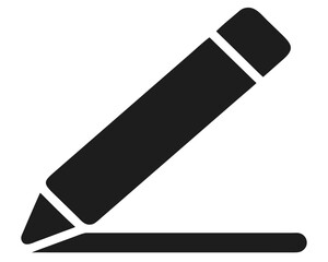 Simple black silhouette of a pencil or pen for editing and creative design