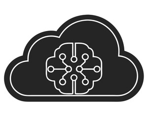 Cloud computing brain concept silhouette represents data storage and artificial intelligence