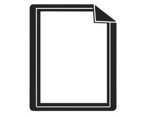 Simple black silhouette of a paper sheet with a folded corner design