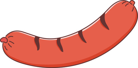 Cartoon Sausage Illustration with Grill Marks