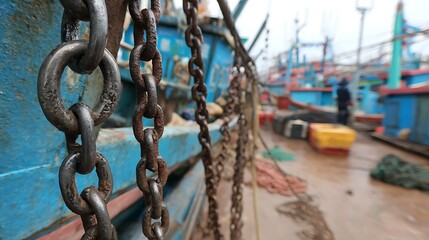 Metal Chain on Fishing Boat