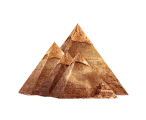 Ancient Egyptian pyramids for cultural and historical designs on transparent background, PNG