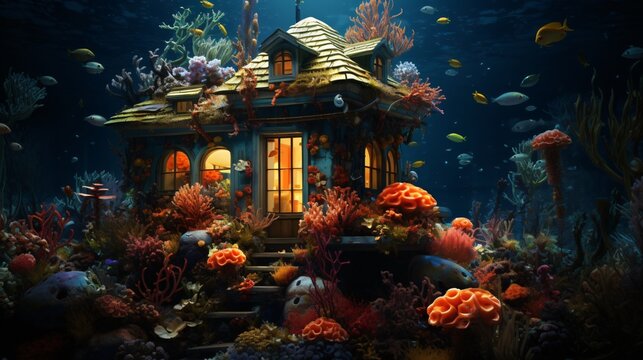 Underwater Home Lobster Flourishing in Colorful Surroundings