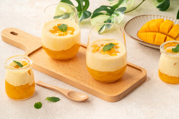 Mango Mousse Dessert in Glass Cups