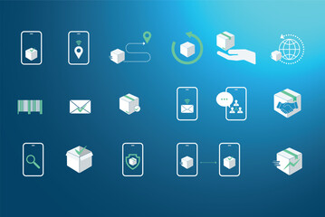 Transport Icon Set, Search Symbol Outline, Parcel Delivery Icon Set, Courier Service, Order Tracking, Box, Parcel Protection,You Can Easily Change Color.