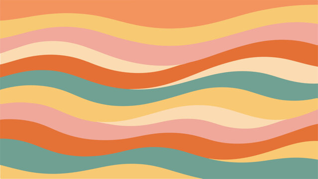 Retro Summer Waves Abstract Design for Textiles and Backgrounds Vintage 60s 70s wavy pattern in vibrant colors