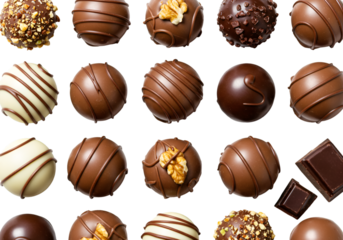 Isolated Background of Assorted Gourmet Brown Chocolate Truffles Sweet Food