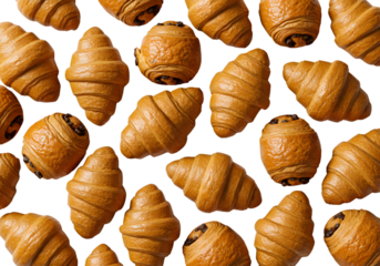 Isolated Background of Delicious Croissant Pastry on Black Background