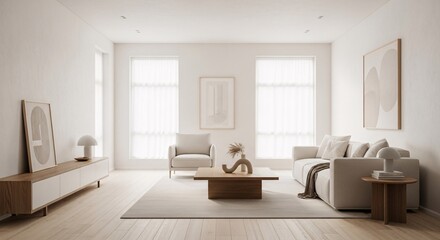 Modern living room design with neutral color palette and minimalist decor for home interior inspiration