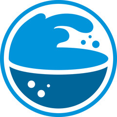 Modern, vibrant, and clean logo featuring a stylized wave within a circle. Perfect for ecofriendly brands, waterrelated services, or ocean conservation projects.