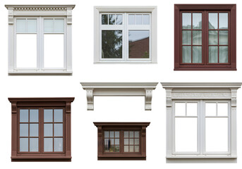 Isolated Background of Variety Windows Style Architecture White Frame