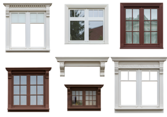 Isolated Background of Variety Windows Style Architecture White Frame