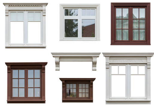 Isolated Background of Variety Windows Style Architecture White Frame