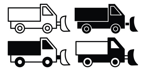 Snow Plow Truck Icon Graphic Vector Art of Winter Vehicle Transportation Design