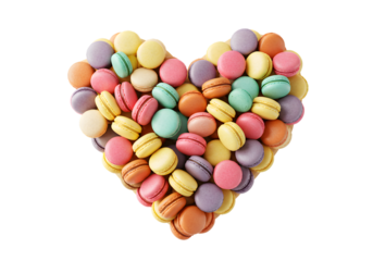 Isolated Background Pile of Heart Shaped Macarons Cookies Delicious Sweet