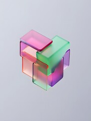 Colorful abstract glass cube design translucent blocks artistic background render art