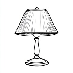 Simple line drawing of a table lamp.  A classic design