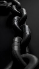Black chain links metal strong industrial security connection strength monochrome dark
